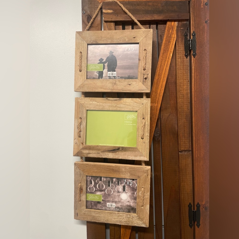 Green tree gallery Rustic Brown Triple Hanging Photo Frame